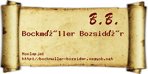 Bockmüller Bozsidár névjegykártya